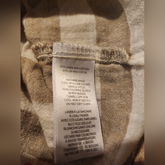 Peyton Jensen Brown and Cream Linen Button Down Shirt - Picture 5 of 6